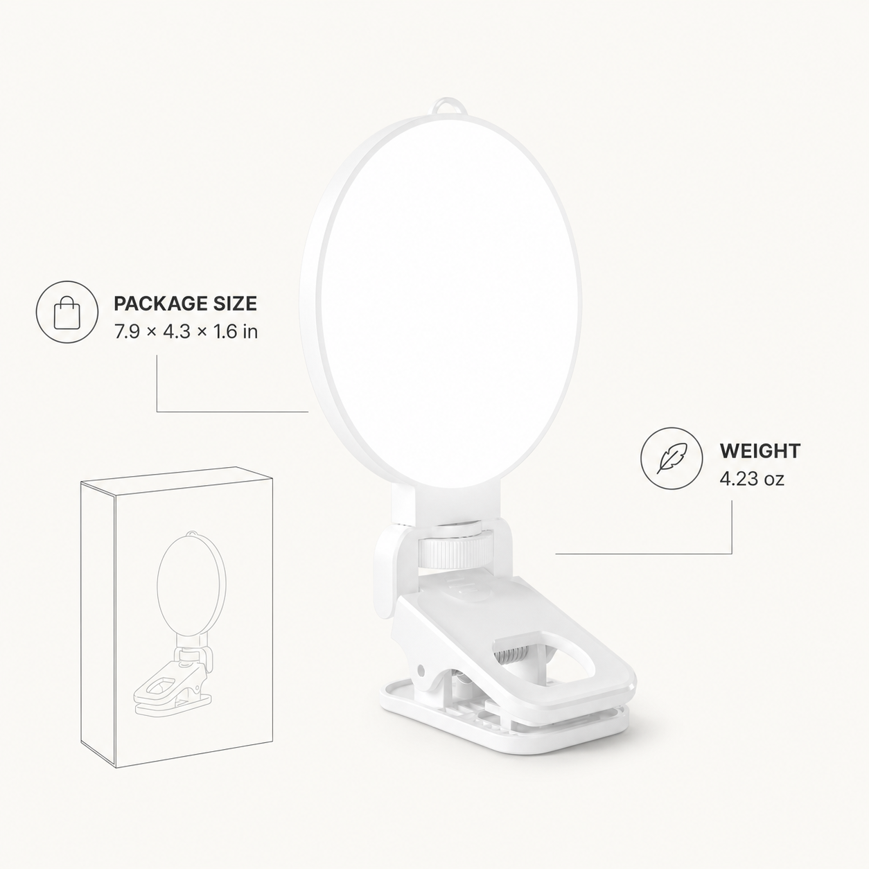 NiceVeedi 3 Color Soft Selfie Light Phone Light with Clip, Portable Edge-lit Ring Light, Rechargeable Video Conference Lighting for iPhone/Selfies/Makeup/Live Streaming/TikTok/Vlog/Zoom/Video Calls