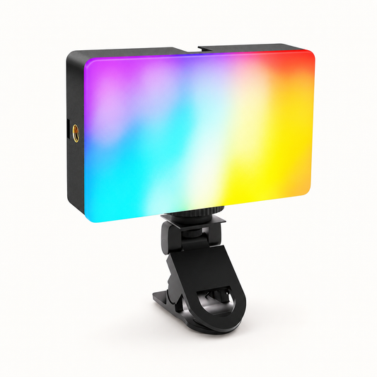 NiceVeedi RGB Selfie Light, 138 LED Beads Phone Light, 360° Full Color Camera Light with Clip and Cold Shoe, CRI95+/180 Minutes Rechargeable Video Light for Video Recording/iPhone/TikTok/Makeup/Zoom